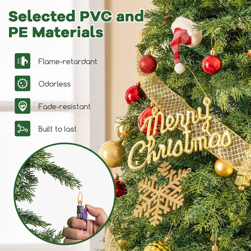 6-Foot Unlit Hinged Artificial Christmas Tree  Compact Green Holiday Tree with 721 Realistic Branch Tips