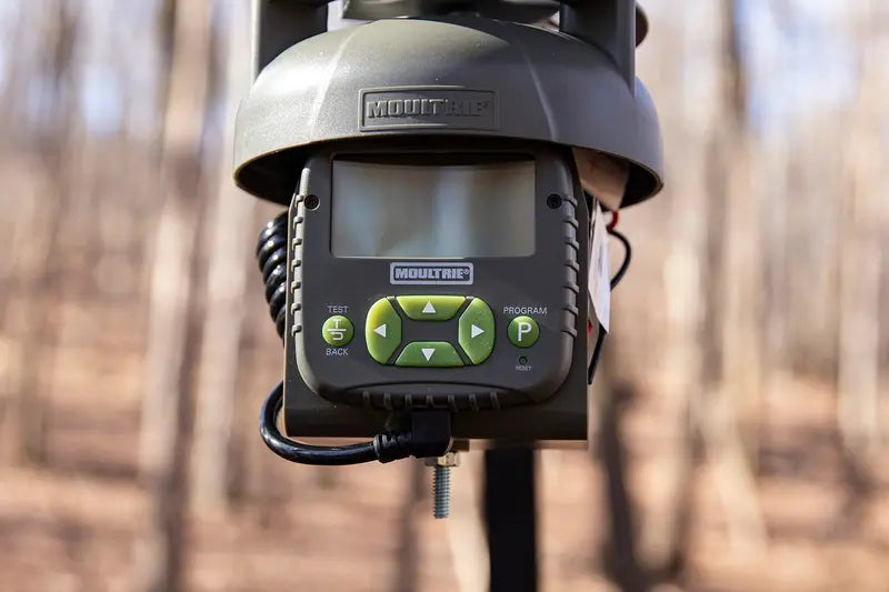 Moultrie 30-Gallon Deer Feeder Tripod with Quick-Lock, Digital Timer & Metal Spinner Plate