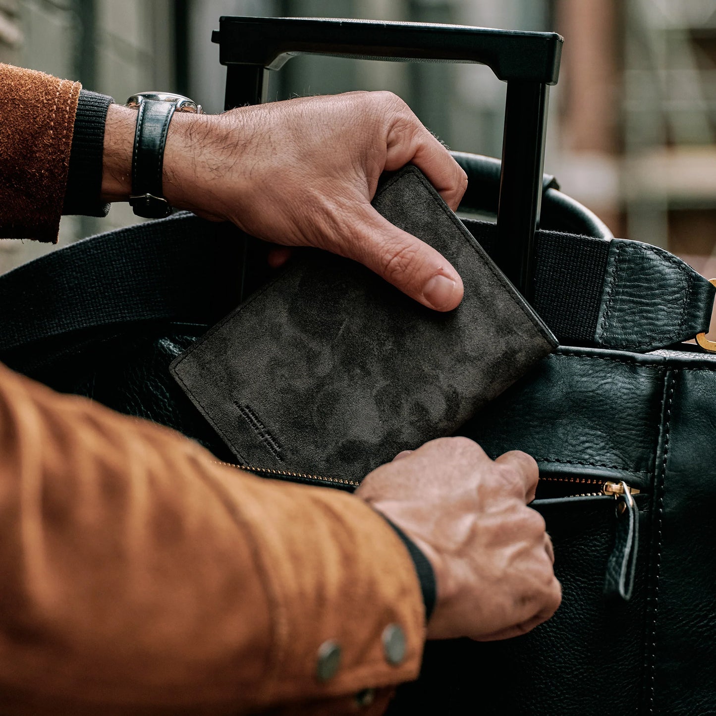 Suede Passport Wallet - Storm Grey