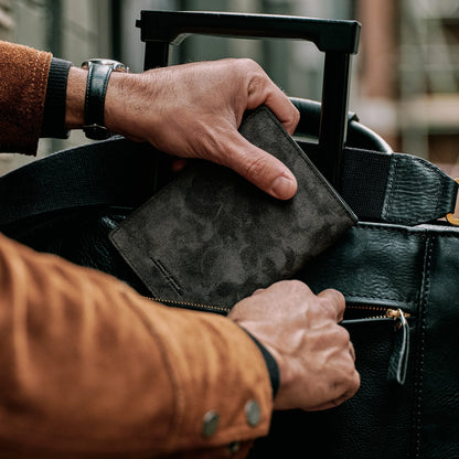 Suede Passport Wallet - Storm Grey