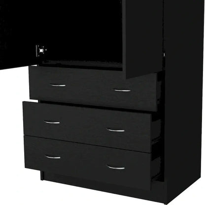 Contemporary Double-Door Armoire  19-Inch Tall Storage Cabinet with Hanging Rod & Drawers