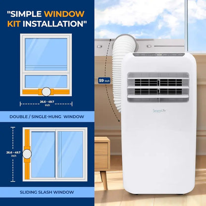 10,000 BTU Portable 4-in-1 AC Unit  Quiet Cooling, Heating, Dehumidifying, and Fan Modes with Remote & Timer