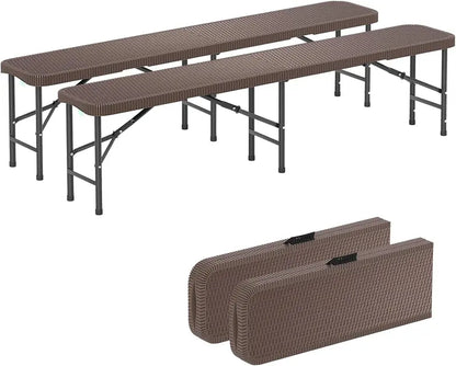 6-Foot Heavy-Duty Plastic Folding Bench  1320-LB Capacity Portable Seat for Camping, Picnics & Events