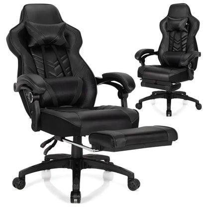 Ergonomic Gaming Chair with Built-In Footrest and Customizable Lumbar Support
