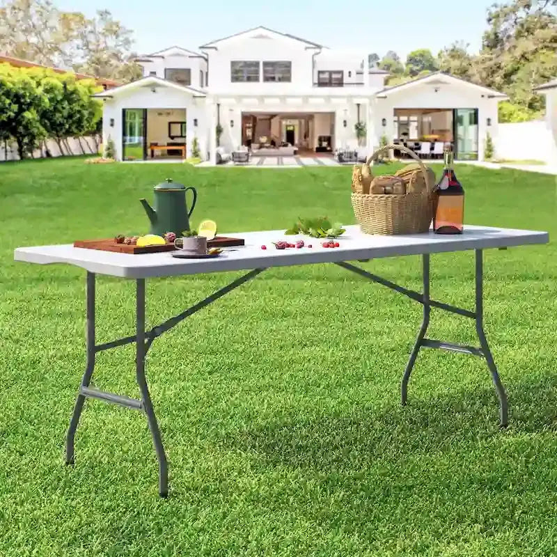 72-Inch Folding Picnic Table  Durable 4-Person Outdoor Table with Long Rectangular Design