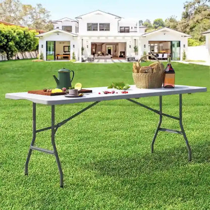 72-Inch Folding Picnic Table  Durable 4-Person Outdoor Table with Long Rectangular Design