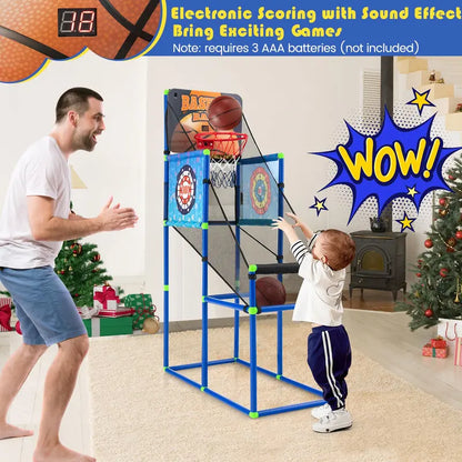 Dual-Mode Indoor/Outdoor Basketball Game Set with Digital Scoreboard and Audio Effects
