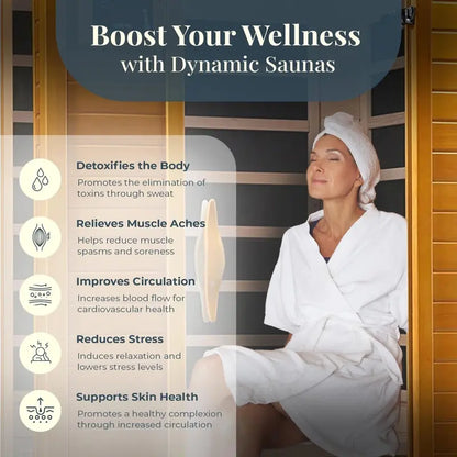 Dynamic Saunas Andora 2-Person FAR Infrared Sauna  Low EMF, Canadian Hemlock
