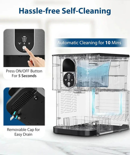 Countertop Nugget Ice Maker  44 lbs/24H Output, Built-In Dispenser