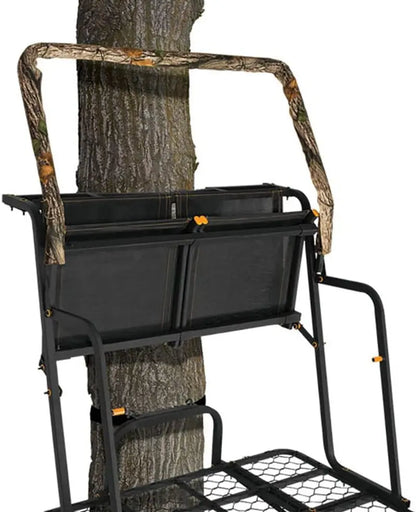 Muddy Partner 2-Man 17ft Heavy-Duty 500lb Capacity Ladder Stand, Black Steel