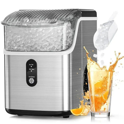 Countertop Nugget Ice Maker with Chewable Pellet Ice and Auto-Cleaning Function