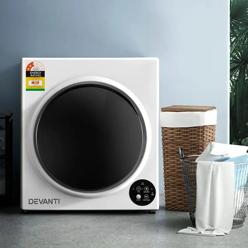 Devanti 5kg Fully Automatic Tumble Dryer  Compact Black Laundry Appliance