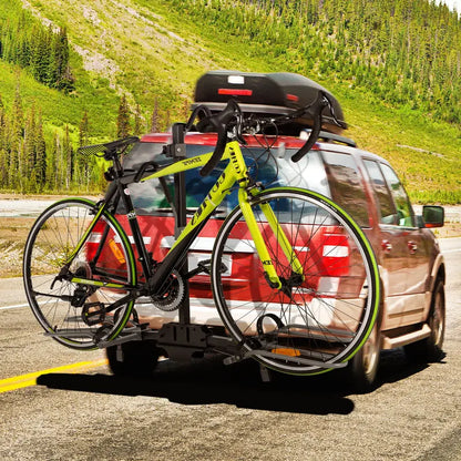 Hitch-Mount Bike Carrier  Folding 2-Bike Platform Rack Compatible with Mountain & Hybrid Bikes
