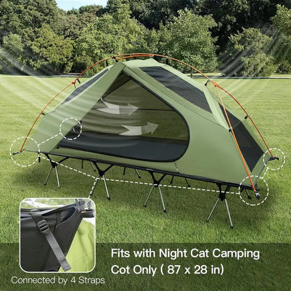 1-Person Off-Ground Cot Tent Combo  Waterproof, Elevated Sleeping System with Quick-Setup Design