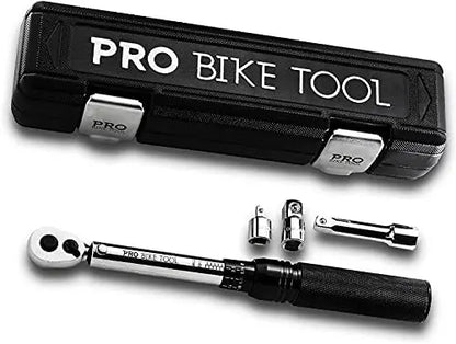Pro Bike Tool 3/8″ Click Torque Wrench Set 10-60 Nm, Bicycle & Motorcycle Multitool Kit with 1/2″ & 1/4″ Adapters, Extension Bar, Storage Box