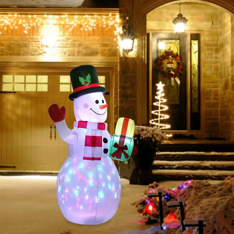 5FT Inflatable Snowman Lantern with Rotating LED Lights for Holiday Decor  QueenTrade