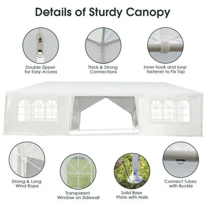 Premium 10×30 ft Pop-Up Canopy Tent with 8 Zippered Sidewalls  Heavy-Duty Outdoor Party Shelter for Events and Gatherings