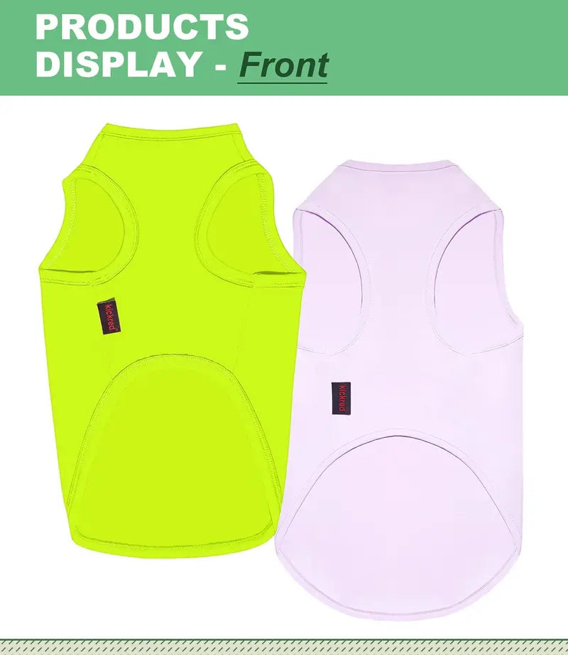 Kickred 2 Pack Dog Cooling Shirts, Ice Pet Vest Dog Clothes for Instant Cooling, Ultra Lightweight Breathable Sleeveless T-Shirts for Large Dogs Boy Girl, M