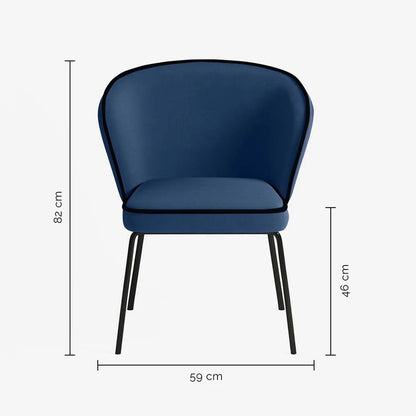 Chaise en velours avec détail liseré bleu nuit