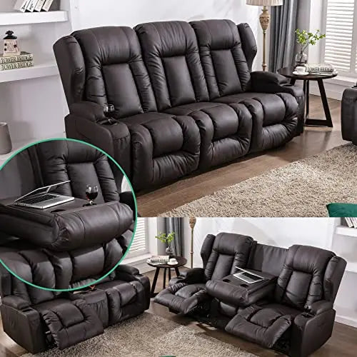 SAMERY 76.7  Loveseat Recliner with Console, 2+3 Seater Sofa Chair Set