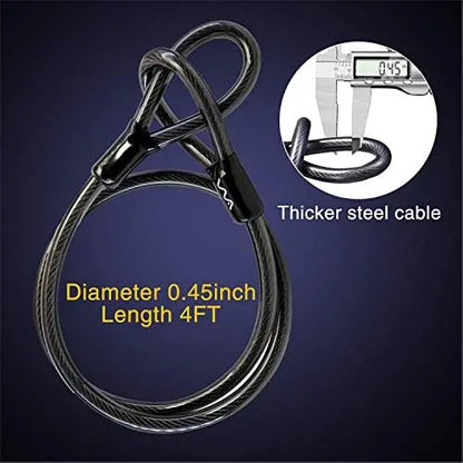 20mm Heavy Duty Bike U-Lock with 4ft Security Cable & Sturdy Bracket  Anti-Theft Combination Lock