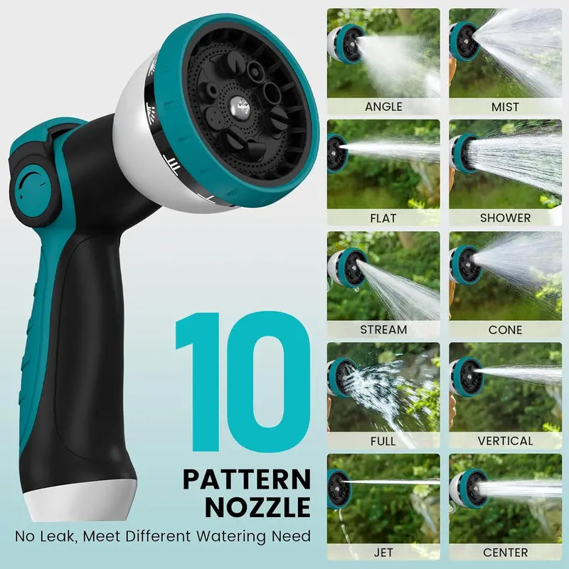 AYURA Retractable Garden Hose Reel  Adjustable Length Lock, Gentle Auto-Rewind & 10-Spray Nozzle