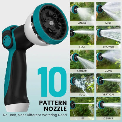 AYURA Retractable Garden Hose Reel  Adjustable Length Lock, Gentle Auto-Rewind & 10-Spray Nozzle