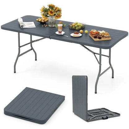 6-Foot All-Purpose Plastic Folding Table  350 lb Capacity, HDPE Top for Indoor & Outdoor Settings