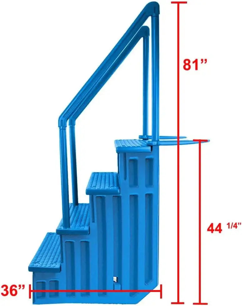 Non-Slip Pool Entry Steps  Grey Aluminum Stairs for Above-Ground Pools, 122137 cm Installation Height, 136 kg Max Load