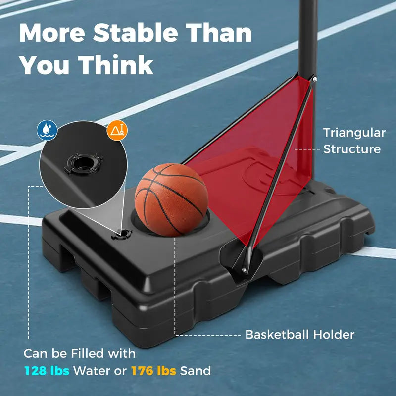 Portable Height-Adjustable Basketball Hoop  10-Foot Goal with 44-Inch Shatterproof Backboard