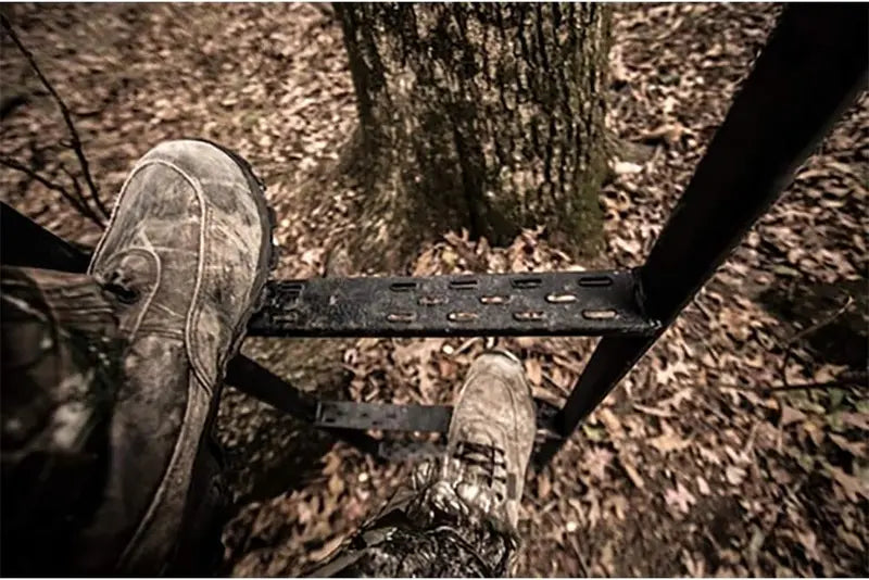 Hawk Denali 18′ 2-Man Treestand with Mesh Seats, Safe-Tread Steps & Kick-Out Footrests