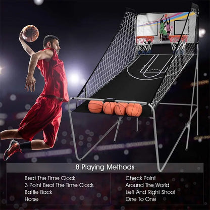 Foldable Indoor Basketball Arcade Game with LED Scoring & 4 Balls