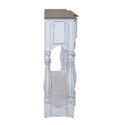 Magnolia Manor Hall Console Table  Antique White & Weathered Bark Finish, 72″ Long