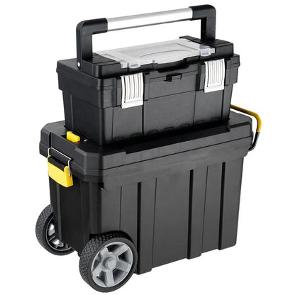 2-in-1 Rolling Toolbox  Modular Plastic Storage System with Wheels & Handles