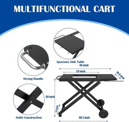 Folding Blackstone Griddle Stand  Portable 22″/17″ Grill Table with Wheels, Side Shelf & Compact BBQ Accessory System