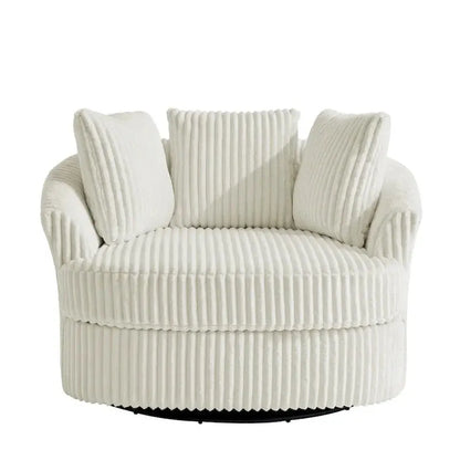 DREAMSIDEA Recessed-Arm Swivel Barrel Chair with Slipcover  Modern Rotating Seating
