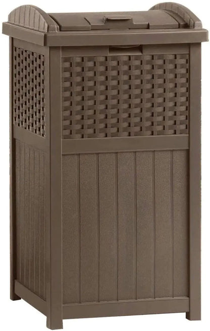 Dual-Use Outdoor Cart: 77-Qt Wicker-Style Cooler + 33-Gal Resin Waste Bin Set