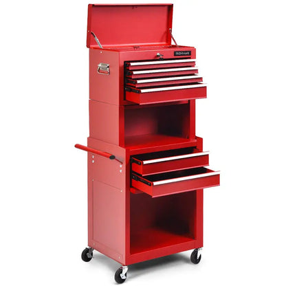 6-Drawer Heavy-Duty Rolling Tool Chest with Adjustable Riser Base