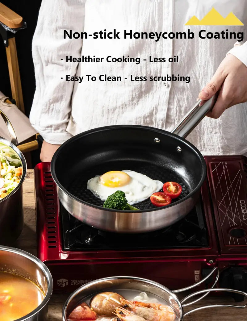 5-Piece Heavy-Duty Camping Cookware Kit with Skillet & Storage Bag