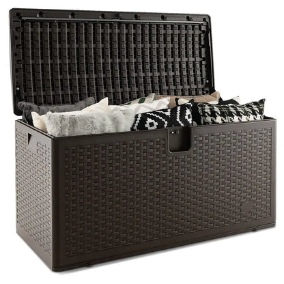 Weatherproof Resin Outdoor Storage Box  31/73/100 Gallon Locking Patio Chest