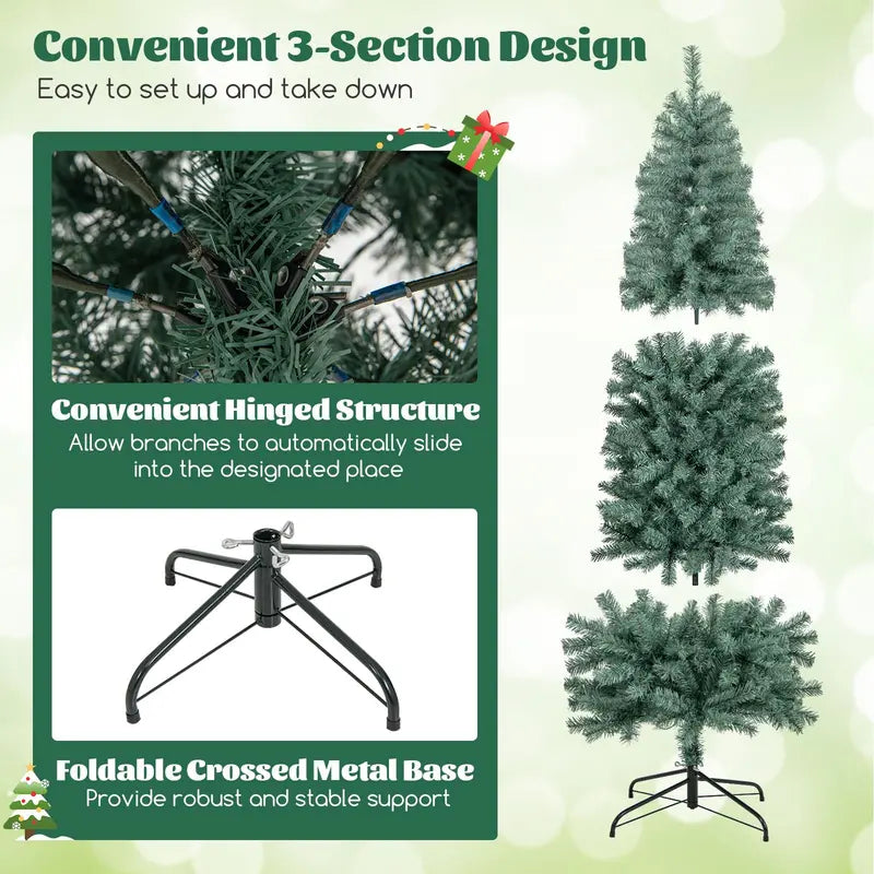 6.5-Foot Blue Slim Pencil Christmas Tree  Pre-Lit with 200 Warm White & Multicolor LEDs, 9 Modes, 556 Branch Tips