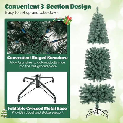 6.5-Foot Blue Slim Pencil Christmas Tree  Pre-Lit with 200 Warm White & Multicolor LEDs, 9 Modes, 556 Branch Tips