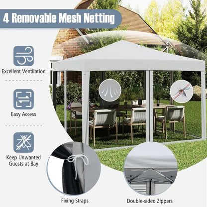 10×10 FT Pop-Up Canopy Tent  Instant Setup Outdoor Shelter with Mesh Panels, Carry Bag & Adjustable Height