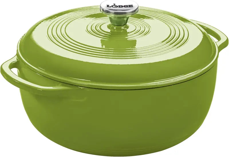 Lodge 6-Quart Caribbean Blue Enamel Cast Iron Dutch Oven  Ideal for Braising, Baking, and Slow Cooking