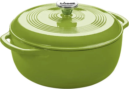 Lodge 6-Quart Caribbean Blue Enamel Cast Iron Dutch Oven  Ideal for Braising, Baking, and Slow Cooking