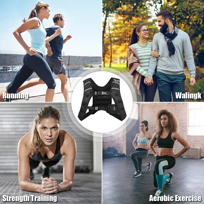 Adjustable Weighted Vest  12 lb or 20 lb Fitness Vest for Strength and Conditioning Training
