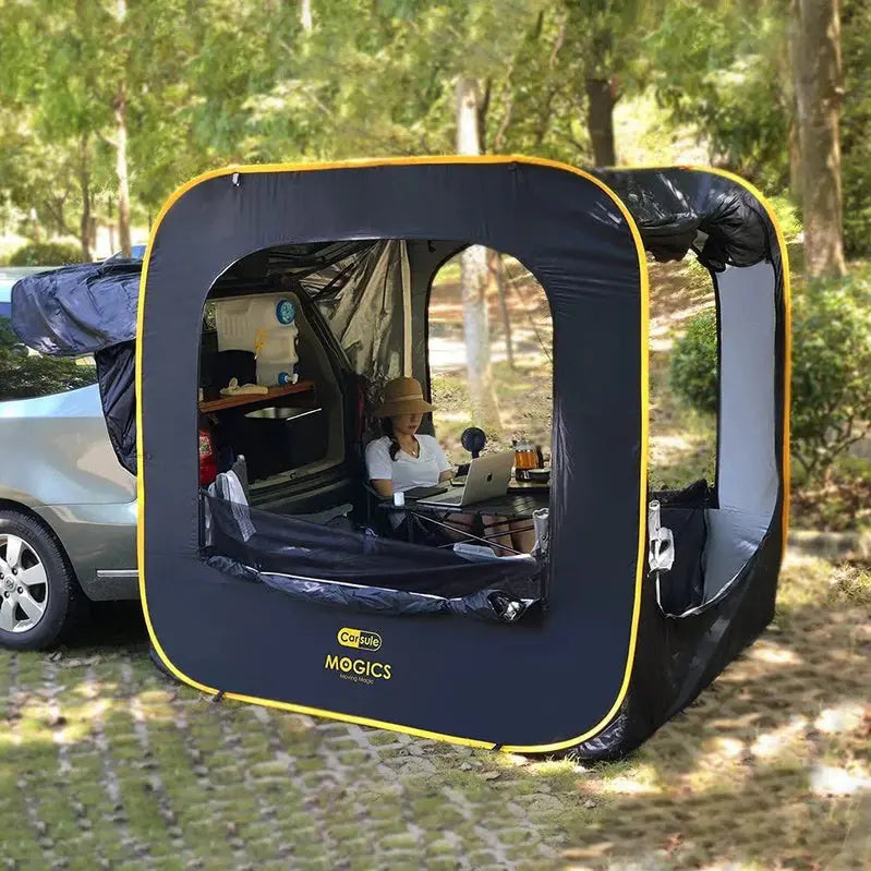 Car-Side Pop-Up Cabin Tent  Portable Shelter for Vehicles with Quick-Release Setup