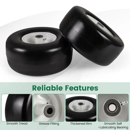 2-Pack 13 x 6.50-6 Flat-Free Tires & Wheels  Maintenance-Free Solid Rubber Design