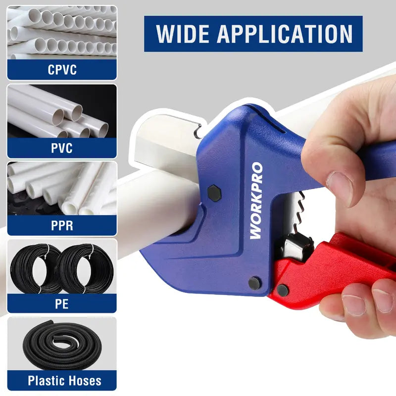 WORKPRO Ratcheting PVC & PEX Pipe Cutter  Cuts Up to 2-1/2″ Diameter