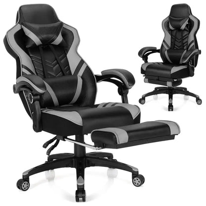 Ergonomic Gaming Chair with Built-In Footrest and Customizable Lumbar Support